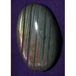 Labradorite percée ovale et dorée