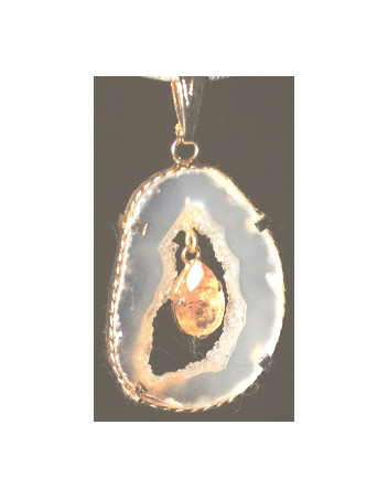 Pendentif Calcédoine Topaze impériale