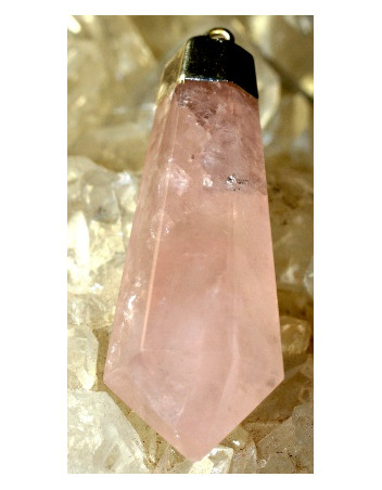 Pendentif Quartz rose pointe